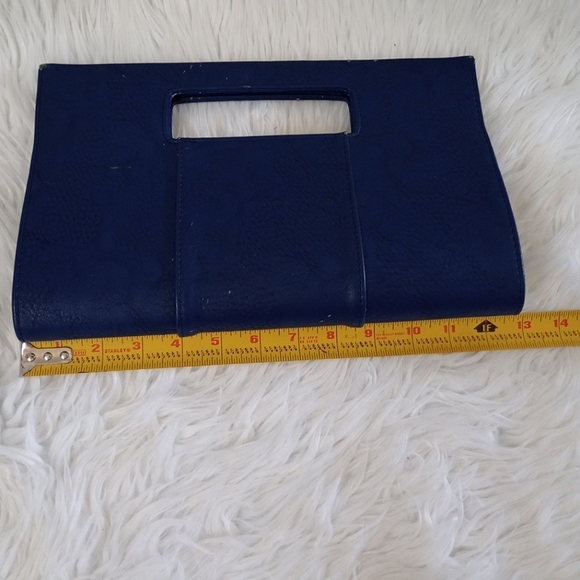 Charming Charlie Snap Closure Blue Faux Leather Clutch Purse - Picture 11 of 14